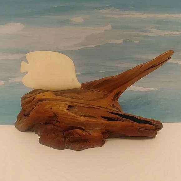 unknown Other - Vintage Driftwood fish figure art sculpture